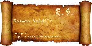Rozman Valér névjegykártya