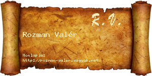 Rozman Valér névjegykártya